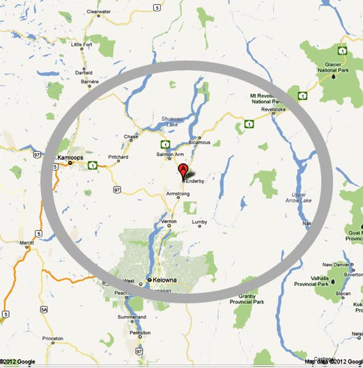 painting service area map North Okanagan & Columbia Shuswap